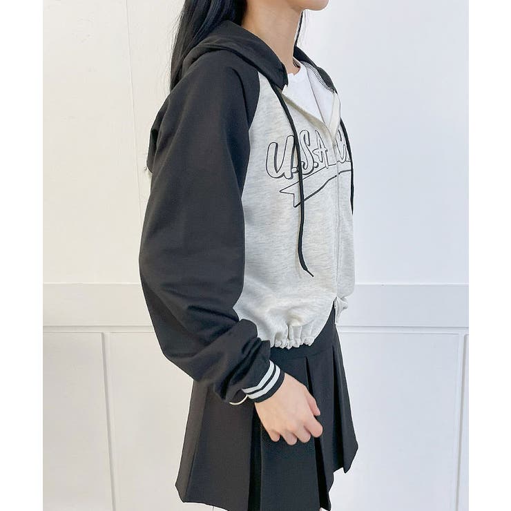 春ロゴ入りZIPパーカー レディース 可愛い[品番:KH000014491 春ロゴ入りZIPパーカー レディース 可愛い[品番:KH000014491