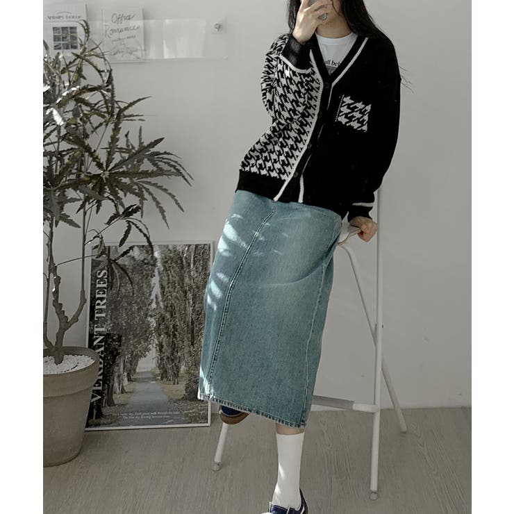 定価10万円❗️HODAKOVA ニットカーディガン 春千鳥柄ハーフバイカラーVネックニットカーディガン レディース