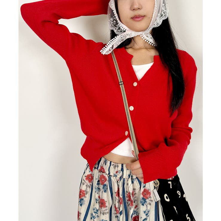 ニットカーディガン レディース ラウンドネック[品番：KH000014926