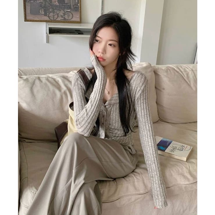 リブカーディガン シャーリングデザイン リブトップス | VIVID LADY | 詳細画像16 