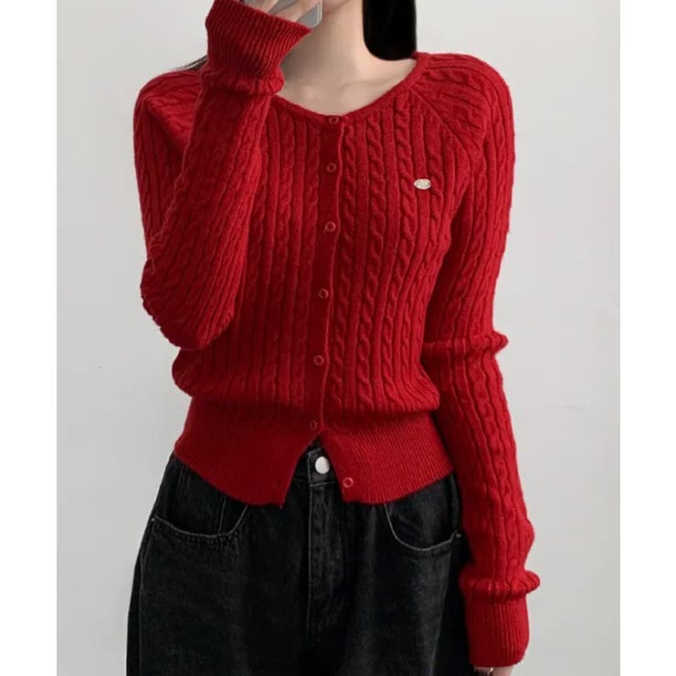 ケーブル編み ショート丈 コンパクトニットカーディガン | VIVID LADY | 詳細画像25 