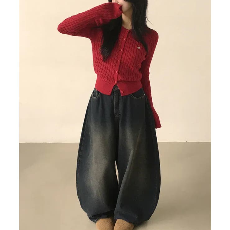 ケーブル編み ショート丈 コンパクトニットカーディガン | VIVID LADY | 詳細画像30 