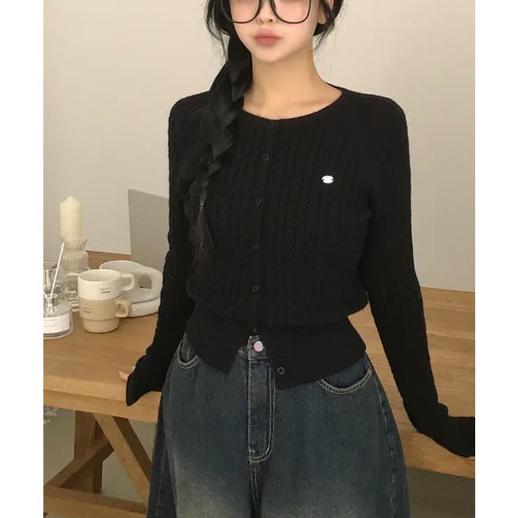 ケーブル編み ショート丈 コンパクトニットカーディガン | VIVID LADY | 詳細画像51 