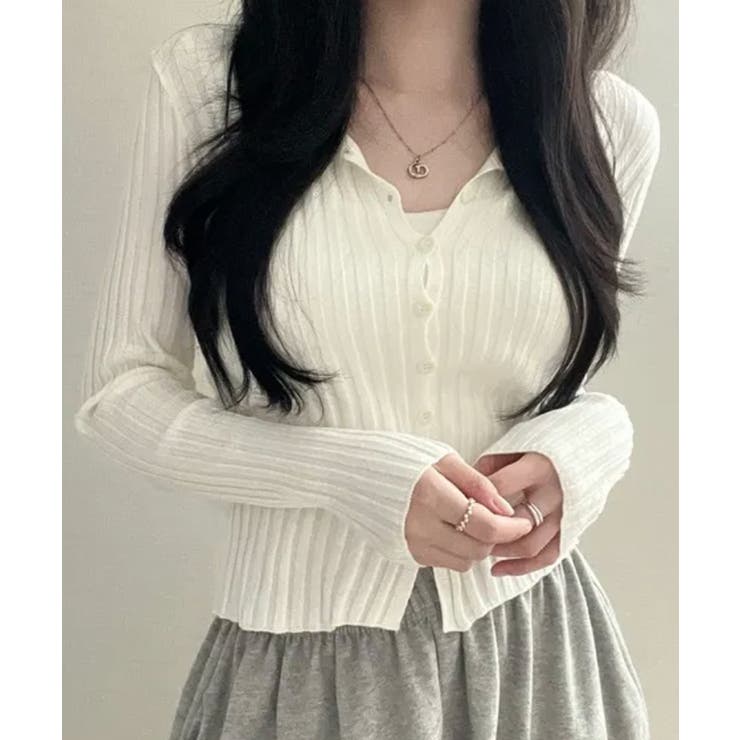 リブニット ショート丈 コンパクトカーディガン | VIVID LADY | 詳細画像1 