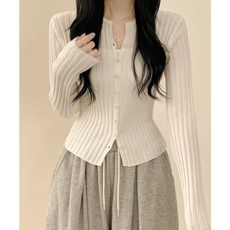 リブニット ショート丈 コンパクトカーディガン | VIVID LADY | 詳細画像4 