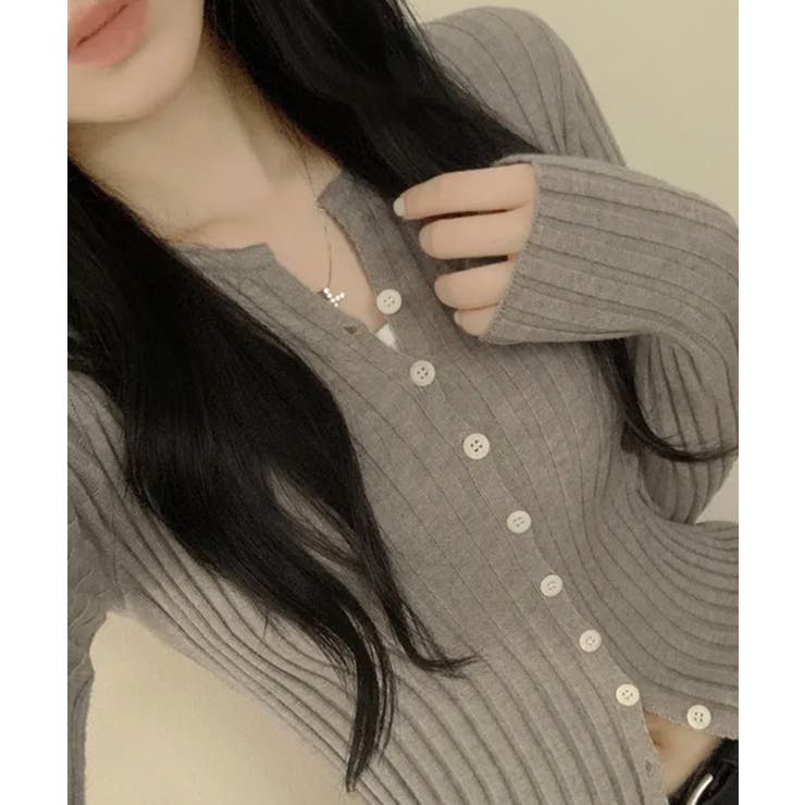 リブニット ショート丈 コンパクトカーディガン | VIVID LADY | 詳細画像28 