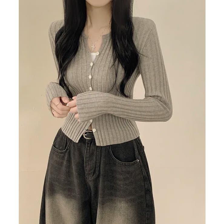 リブニット ショート丈 コンパクトカーディガン | VIVID LADY | 詳細画像29 