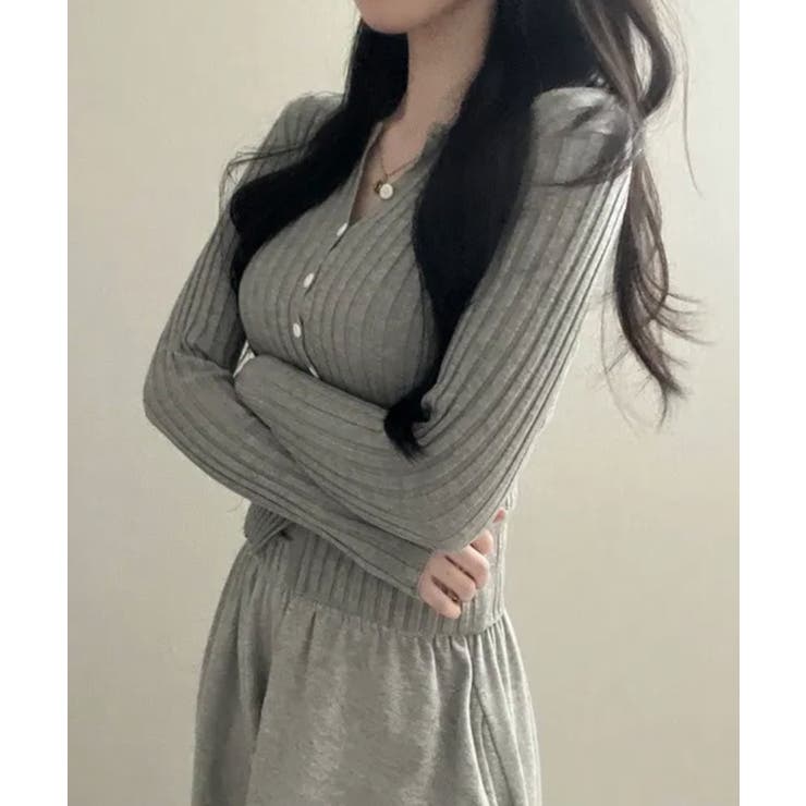 リブニット ショート丈 コンパクトカーディガン | VIVID LADY | 詳細画像32 