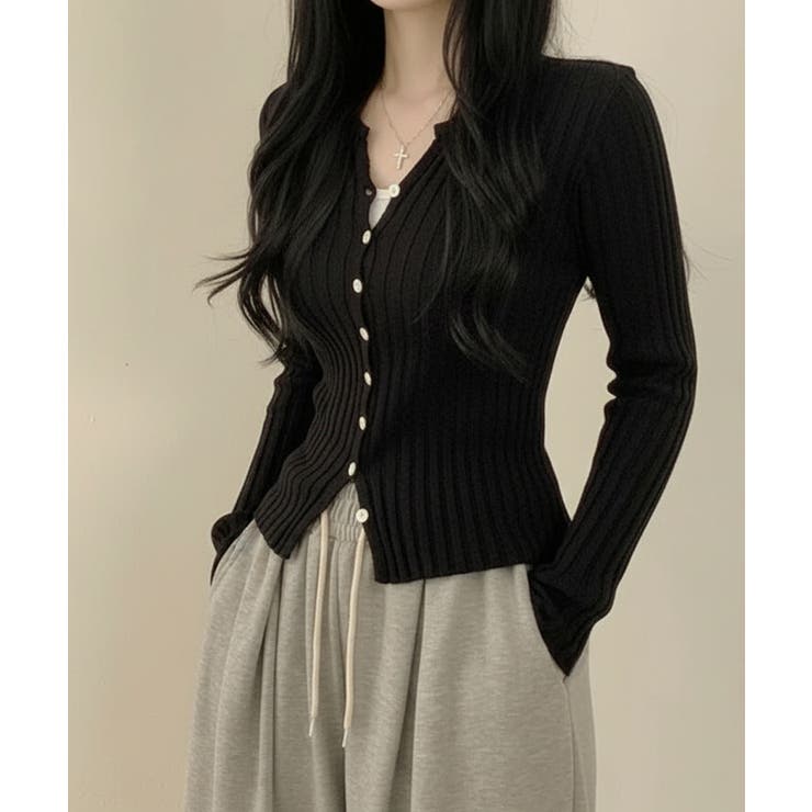 リブニット ショート丈 コンパクトカーディガン | VIVID LADY | 詳細画像36 