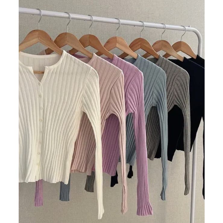 リブニット ショート丈 コンパクトカーディガン | VIVID LADY | 詳細画像37 