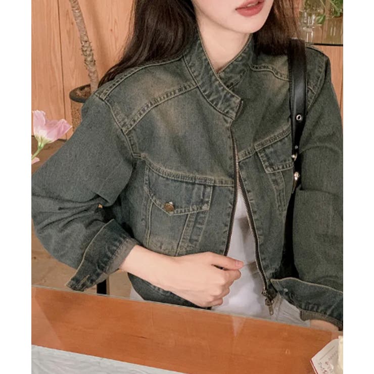 クロップド ハイネック デニムジャケット | VIVID LADY | 詳細画像2 