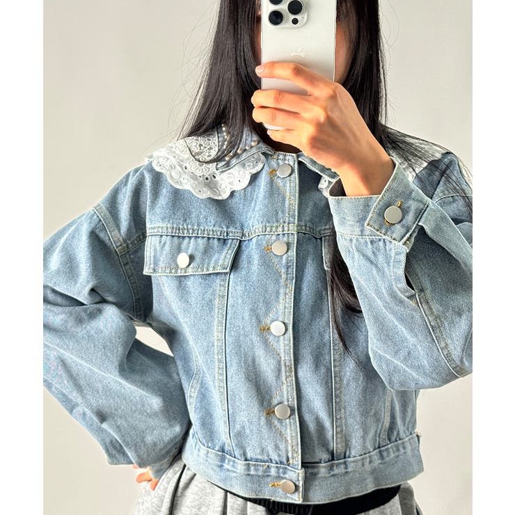 パールレースセーラーデニムジャケット | VIVID LADY | 詳細画像4 