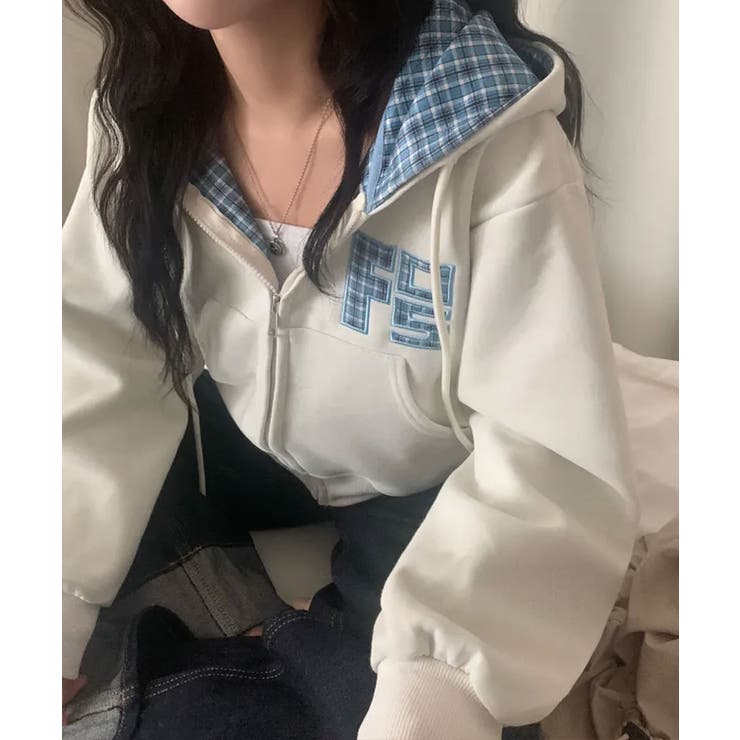 チェック フードジップアップパーカー | VIVID LADY | 詳細画像2 