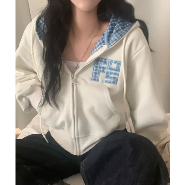 チェック フードジップアップパーカー | VIVID LADY | 詳細画像1 