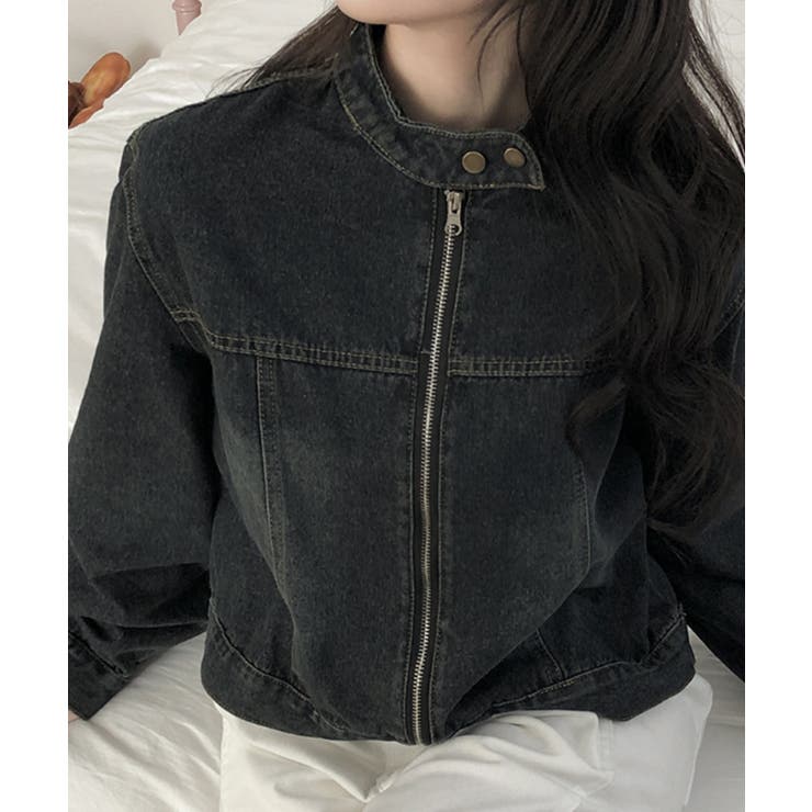 ハイネック ショートデニムジップブルゾン | VIVID LADY | 詳細画像1 