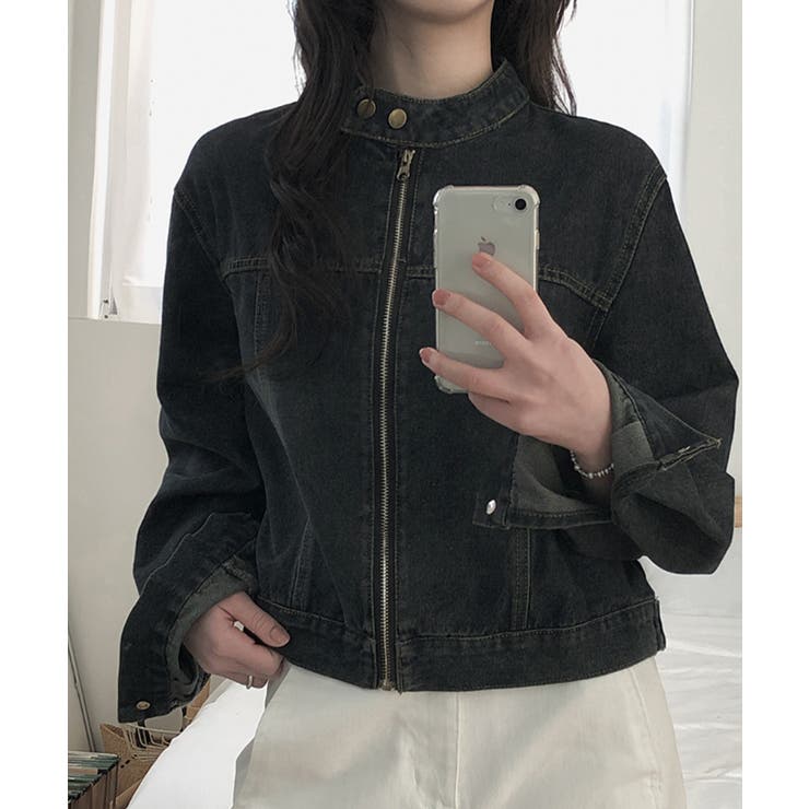 ハイネック ショートデニムジップブルゾン | VIVID LADY | 詳細画像3 