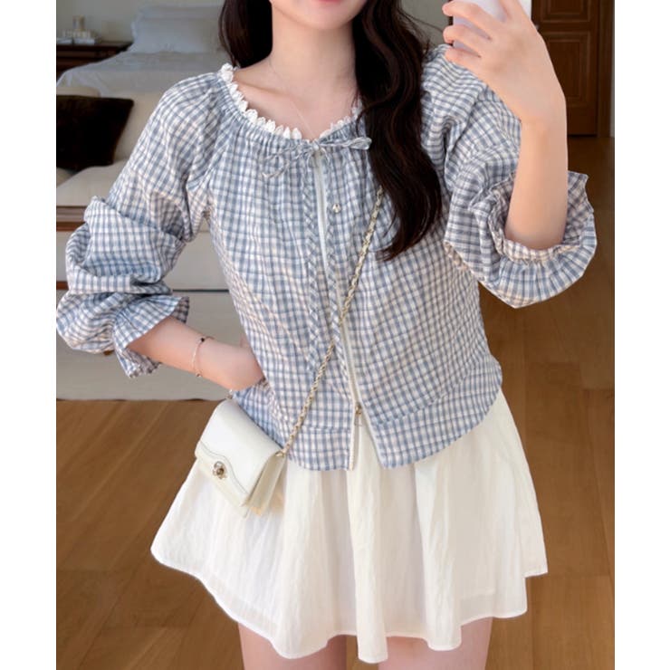 レースネック チェック柄 Wジップ ライトアウター | VIVID LADY | 詳細画像5 