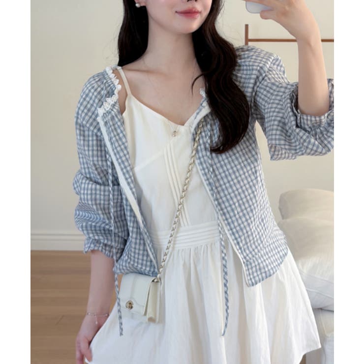 レースネック チェック柄 Wジップ ライトアウター | VIVID LADY | 詳細画像6 