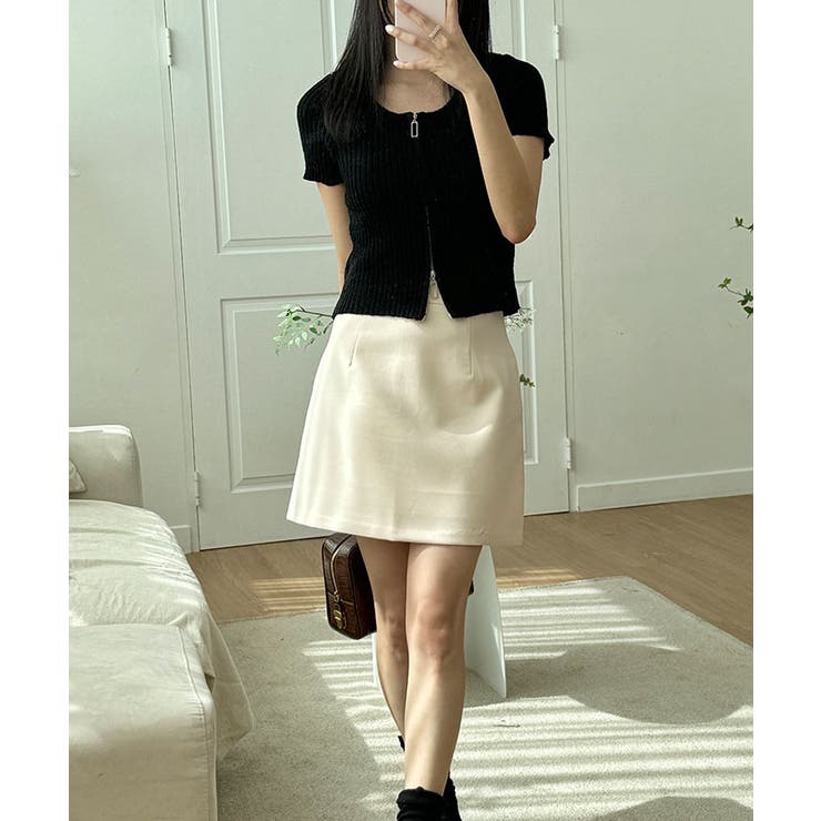 ジッパー付き半袖ニットカーディガン レディース 可愛い | VIVID LADY | 詳細画像18