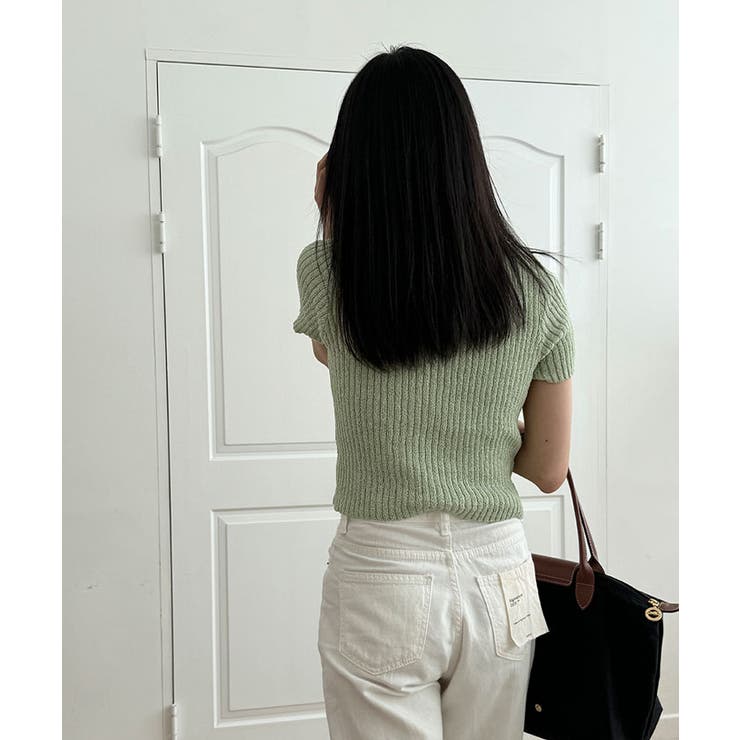 Pierre Cardin】希少90sリネン製半袖ニット ベージュ系 短丈