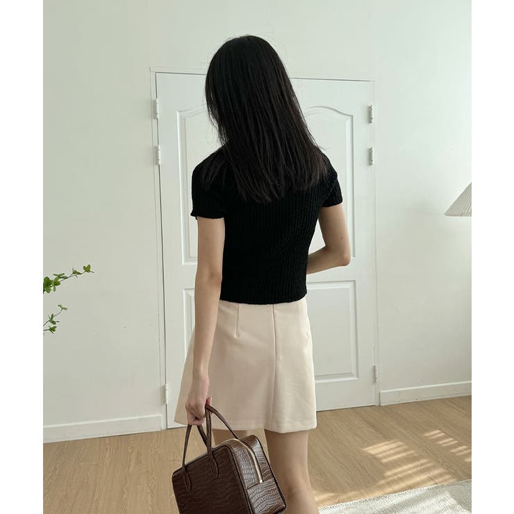 ジッパー付き半袖ニットカーディガン レディース 可愛い | VIVID LADY | 詳細画像4