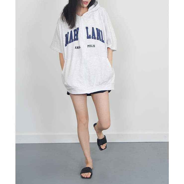 ロゴ入り半袖ジップアップパーカー レディース ブロークコア可愛い | VIVID LADY | 詳細画像33 