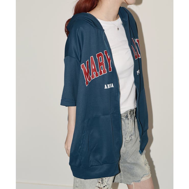 ロゴ入り半袖ジップアップパーカー レディース ブロークコア可愛い | VIVID LADY | 詳細画像48 