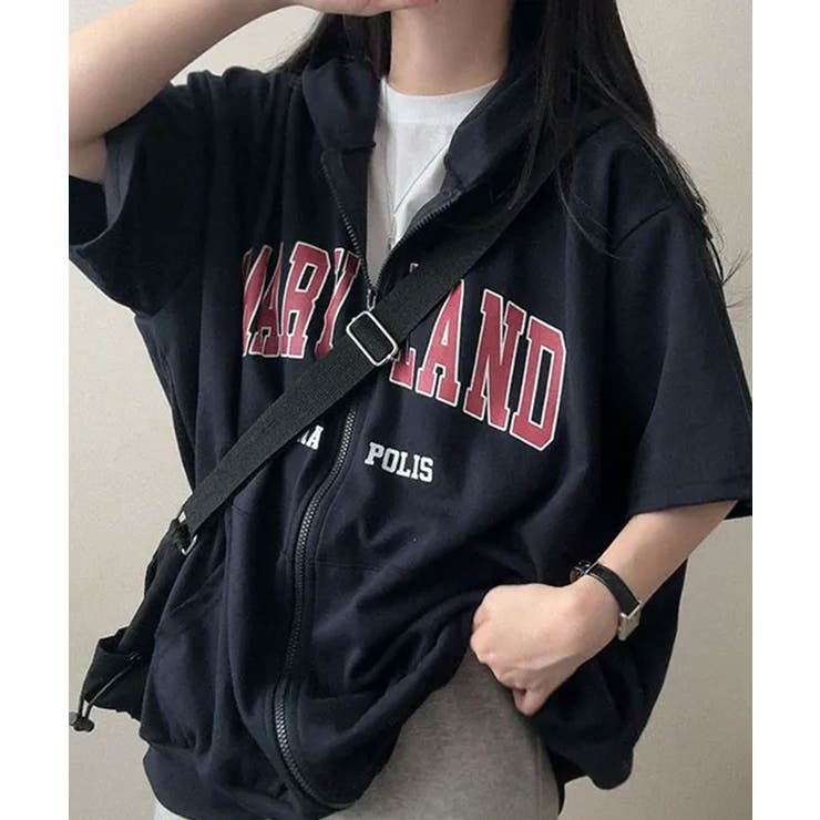 ロゴ入り半袖ジップアップパーカー レディース ブロークコア可愛い | VIVID LADY | 詳細画像53 