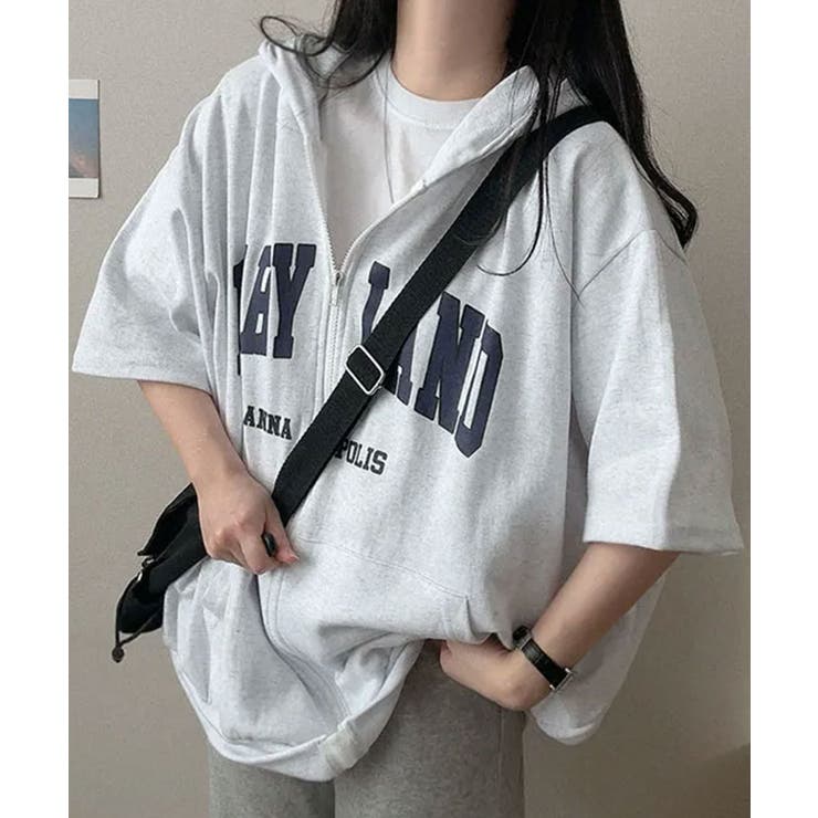 ロゴ入り半袖ジップアップパーカー レディース ブロークコア可愛い | VIVID LADY | 詳細画像55 