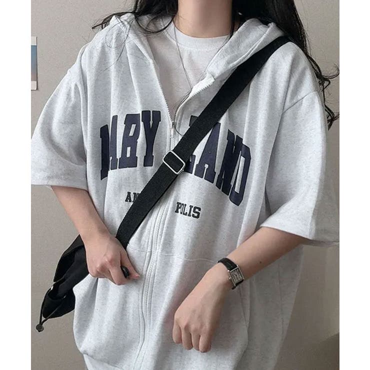 ロゴ入り半袖ジップアップパーカー レディース ブロークコア可愛い | VIVID LADY | 詳細画像57 