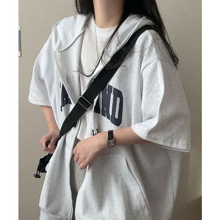 ロゴ入り半袖ジップアップパーカー レディース ブロークコア可愛い | VIVID LADY | 詳細画像58 