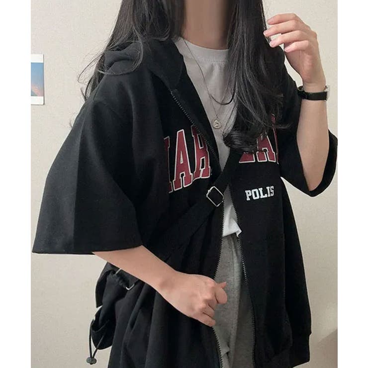 ロゴ入り半袖ジップアップパーカー レディース ブロークコア可愛い | VIVID LADY | 詳細画像59 