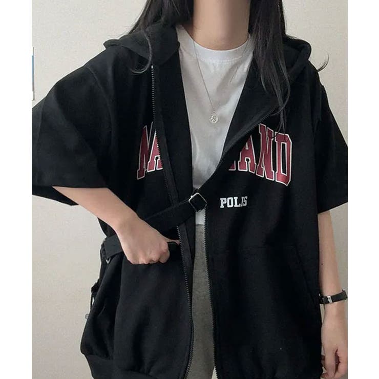 ロゴ入り半袖ジップアップパーカー レディース ブロークコア可愛い | VIVID LADY | 詳細画像60 