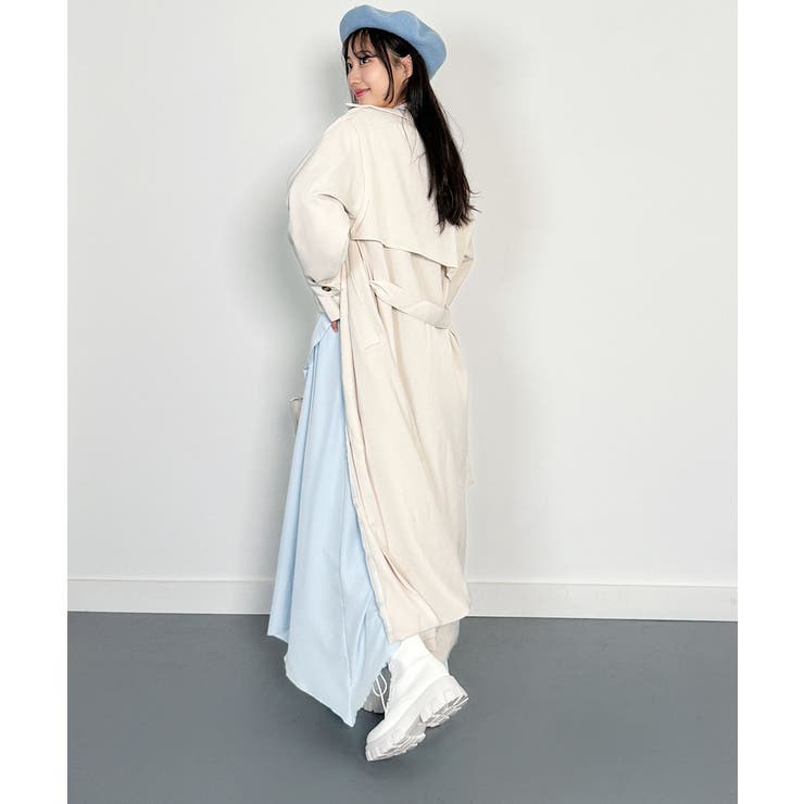 アイボリー ロングトレンチコート ベルト付き tiptop トレンチコート コート 「2サイズ展開・web限定アイテム