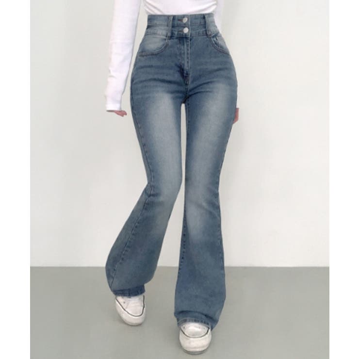 骨盤パット付き ハイウエスト フレアデニムパンツ | VIVID LADY | 詳細画像17 