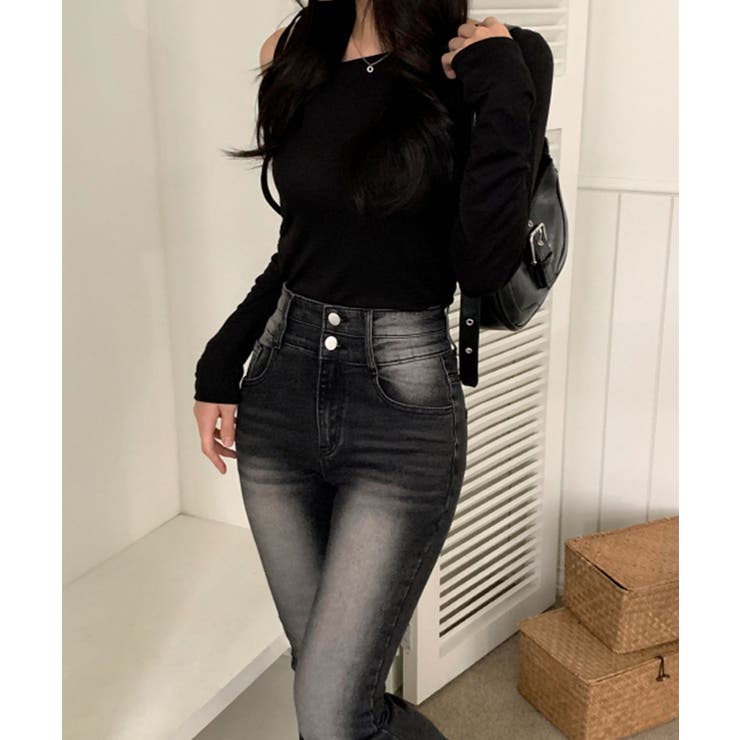 骨盤パット付き ハイウエスト フレアデニムパンツ | VIVID LADY | 詳細画像4 