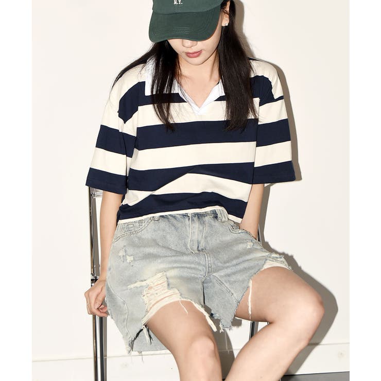 ダメージデニムショートパンツ レディース ジーンズ[品番：KH000014841