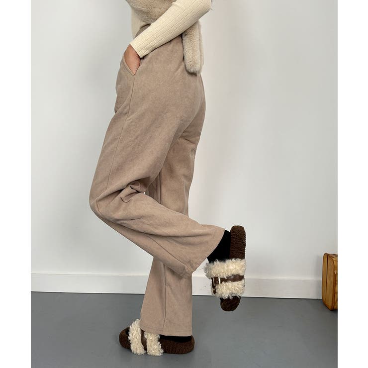 ベージュ | 裏起毛ワイドパンツ 秋冬 ワイドパンツ | VIVID LADY
