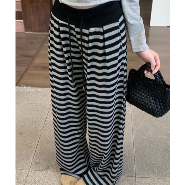 ボーダー イージーワイドパンツ | VIVID LADY | 詳細画像4 