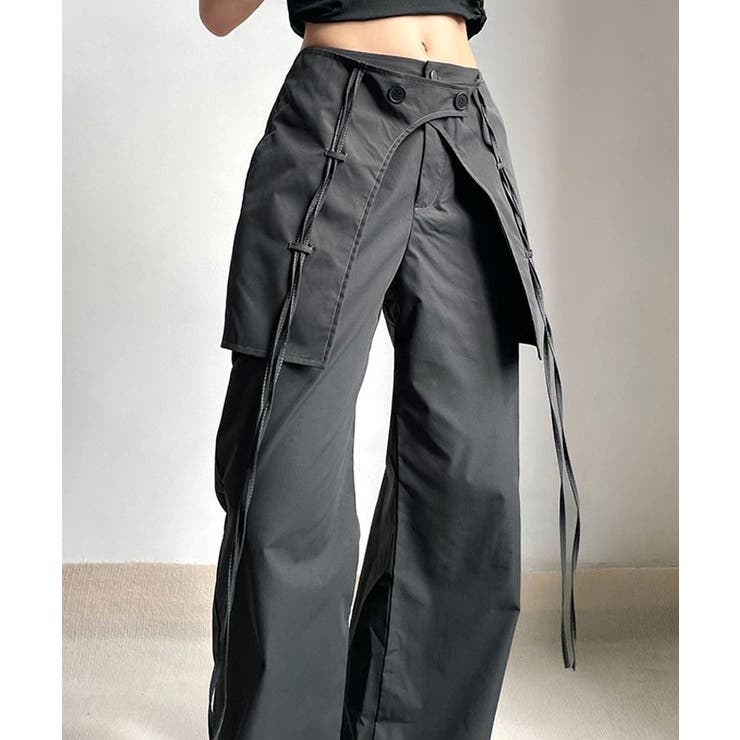 ラップスカート付きフレアパンツ レディース ボトムス[品番 ラップスカート付きフレアパンツ レディース ボトムス[品番