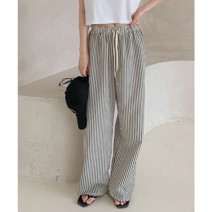 common gull products ストライプ ワイドパンツ Jines パンツ ピンストライプ・ワイドパンツ レディース
