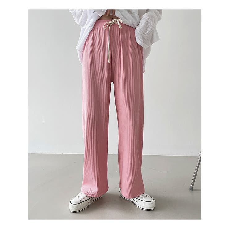 ピンク | リブワイドパンツ 全4色 レディース | VIVID LADY