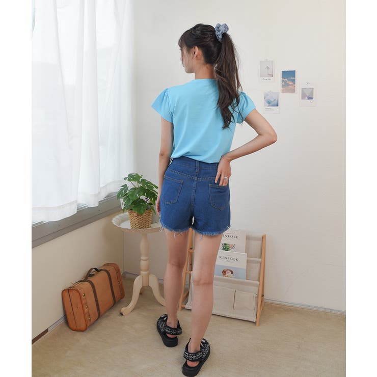 sudo デニムショートパンツ ダメージデニムショートパンツ レディース 夏[品番：KH000013714
