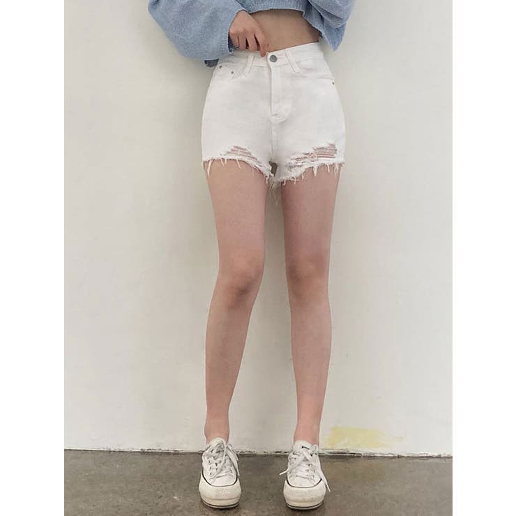 ダメージデニムショートパンツ レディース 夏[品番：KH000013714
