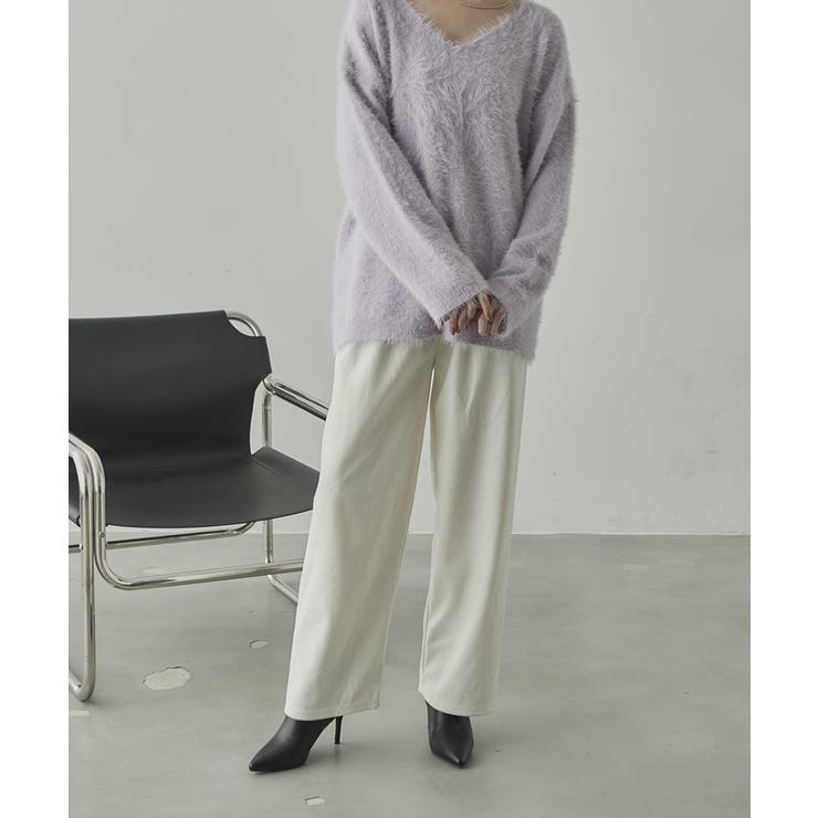 アイボリー | 2色紐 コーデュロイ リラックスワイドパンツ | VIVID LADY