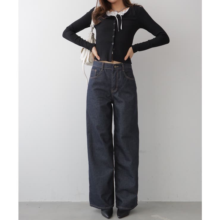 ノンウォッシュ ワイドデニムパンツ[品番：KH000015687]｜VIVID LADY