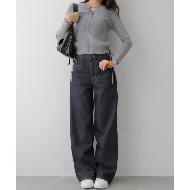 ノンウォッシュ ワイドデニムパンツ[品番：KH000015687]｜VIVID LADY