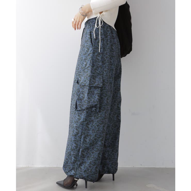 ブルー | カモフラ柄 イージーカーゴパンツ | VIVID LADY