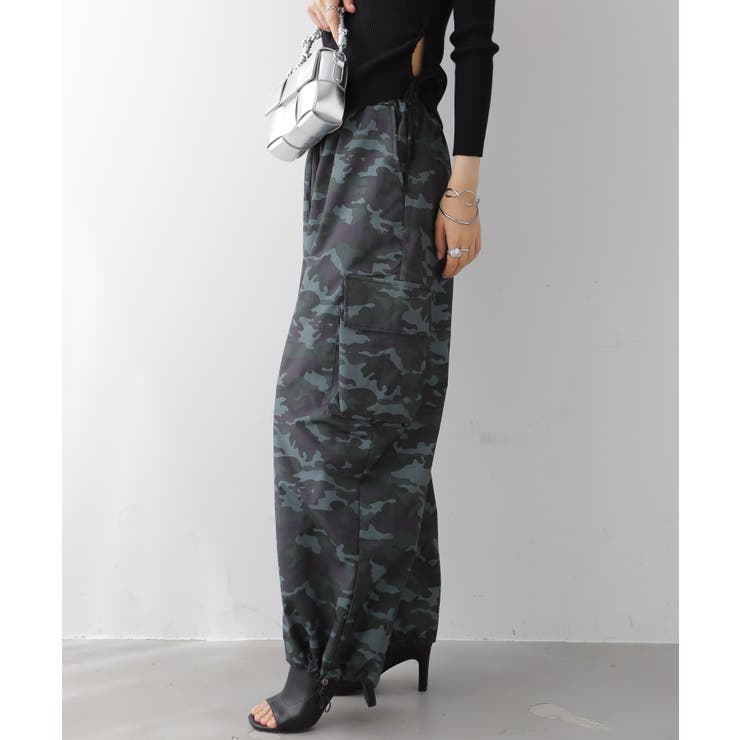 カーキ | カモフラ柄 イージーカーゴパンツ | VIVID LADY