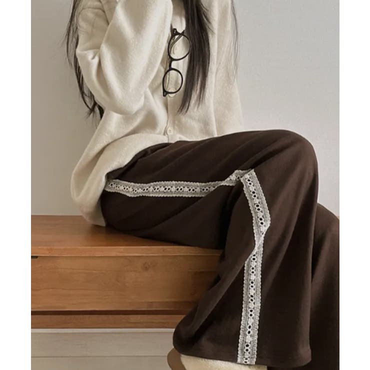 ブラウン | レーステープ ワイドイージーパンツ | VIVID LADY